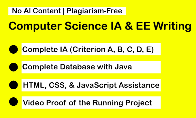 Gig Preview - Do computer science ia or cs ia for ib