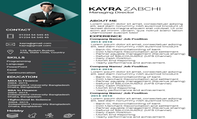 Gig Preview - Design update professional infographic resume CV cl and questionnaire