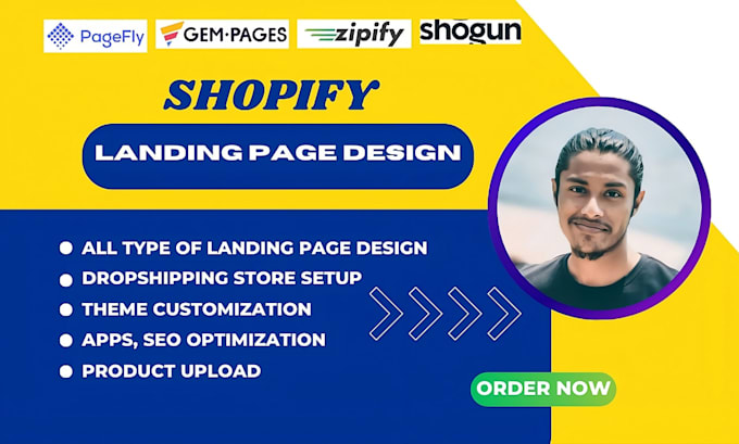 Gig Preview - Design shopify pagefly landing page, product page