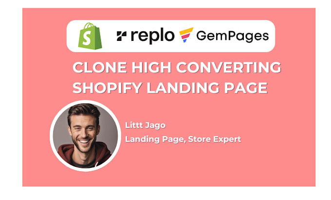 Gig Preview - Design clone replo shopify landing page using gempages, pagefly convert figma