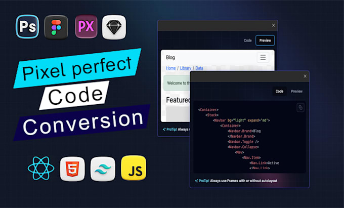 Bestseller - convert figma to bootstarp or react using tailwind CSS, javascript