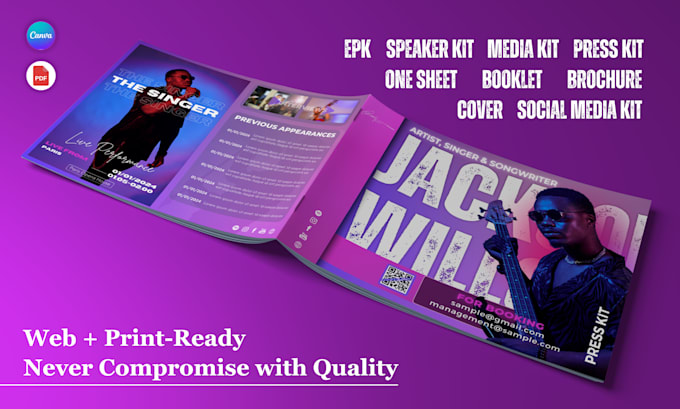 Gig Preview - Design epk, media kit, press speaker kit, one sheet