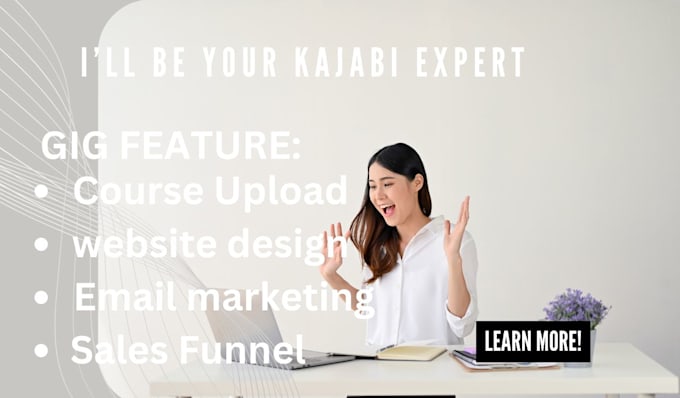 Gig Preview - Redesign website, upload course and be your CRM automation expert on kajabi