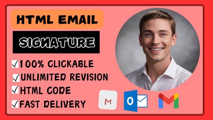 Gig Preview - Design a clickable HTML email signature for apple, outlook, yahoo and gmail