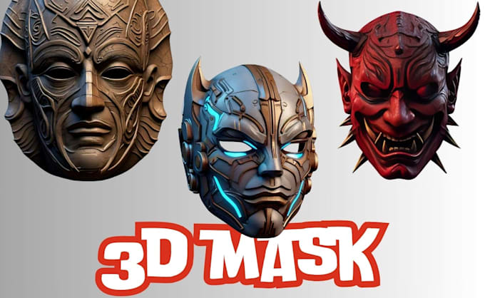 Gig Preview - Sculpt 3d mask 3d cosplay mask 3d halloween mask 3d oni mask for 3d printing