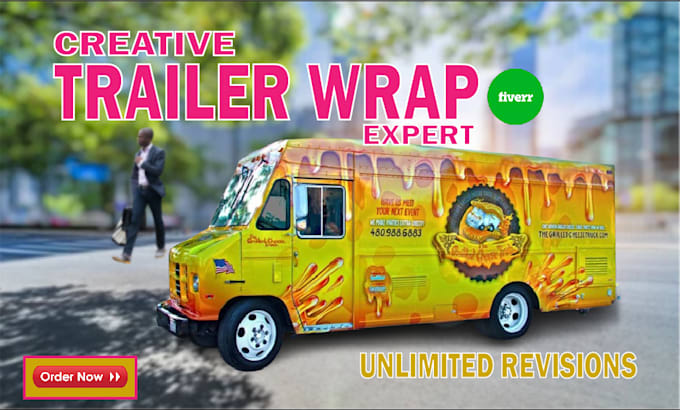 Gig Preview - Design vehicle wrap design for trailer, gaming trailer, food truck, caravan wrap