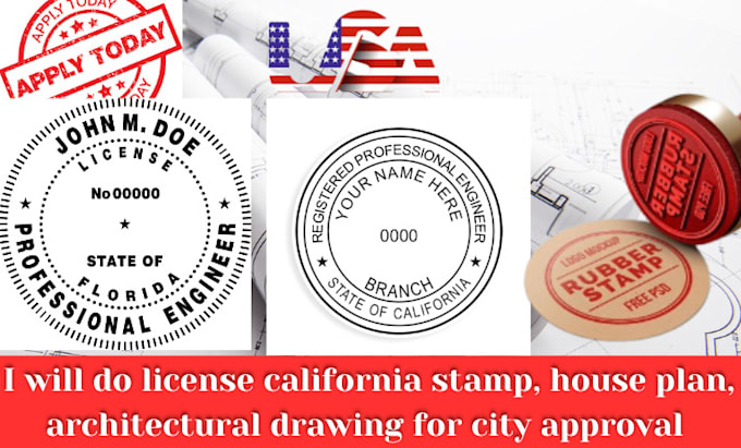 Gig Preview - Do license california stamp, house plan, architectural drawing for city approval