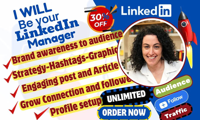 Gig Preview - Be your linkedin manager, grow targeted connection, followers, run ads, campaign