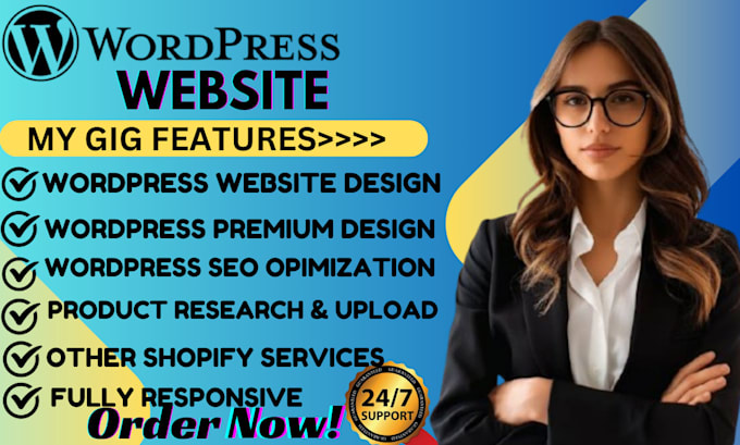 Gig Preview - Create a wordpress website design,wordpress website,wordpress website redesign