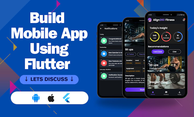 Gig Preview - Make flutter mobile app and will be your mobile app developer