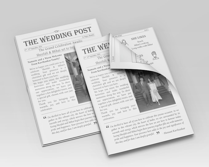 Gig Preview - Design a custom newspaper for wedding invitation or announcement