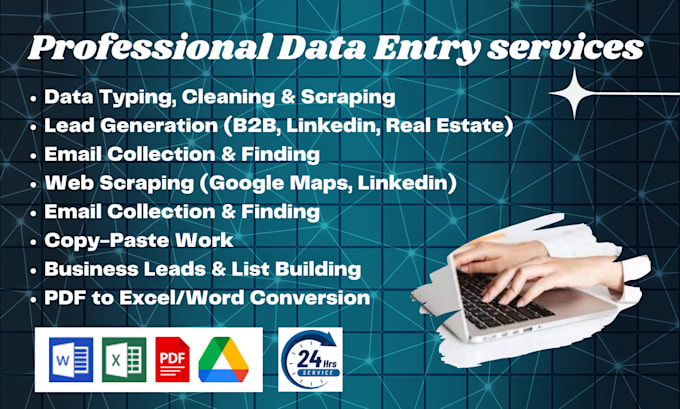 Gig Preview - Do data entry services finding email addresses linkedin leads collection mining