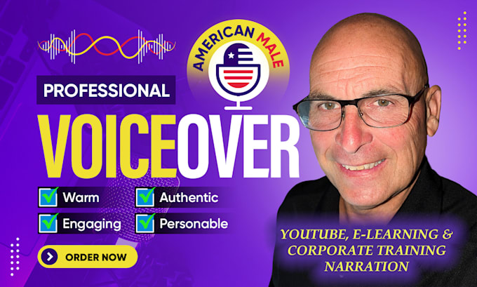 Gig Preview - Provide an american male voiceover for your video projects