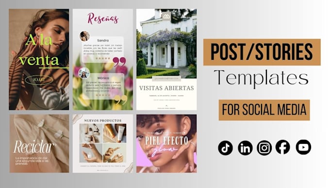 Gig Preview - Design unique post and story templates for social media