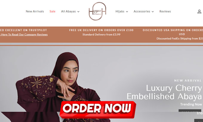 Gig Preview - Design high selling abaya shopify store islamic wears store hijab muslim store