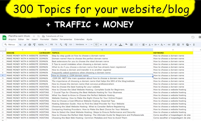 Gig Preview - Create a strategic content plan of 300 topics for your blog