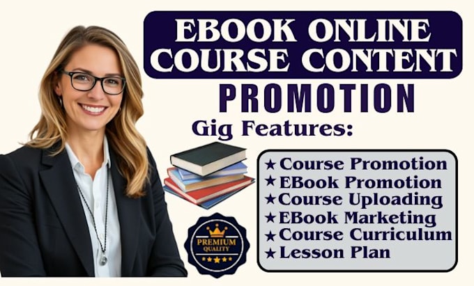 Gig Preview - Promote ebook online course content course website ebook marketing thinkific