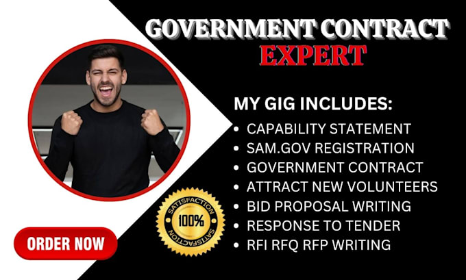 Gig Preview - Write government contract rfp, rfq, rfi, bid proposal or capability statement