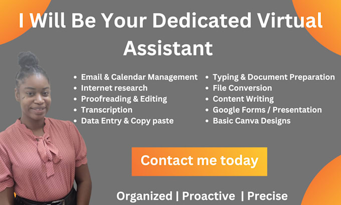 Gig Preview - Be your dedicated virtual assistant for admin support