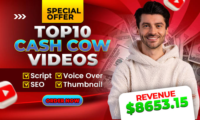 Gig Preview - Create faceless videos, top 10, automated youtube cashcow videos