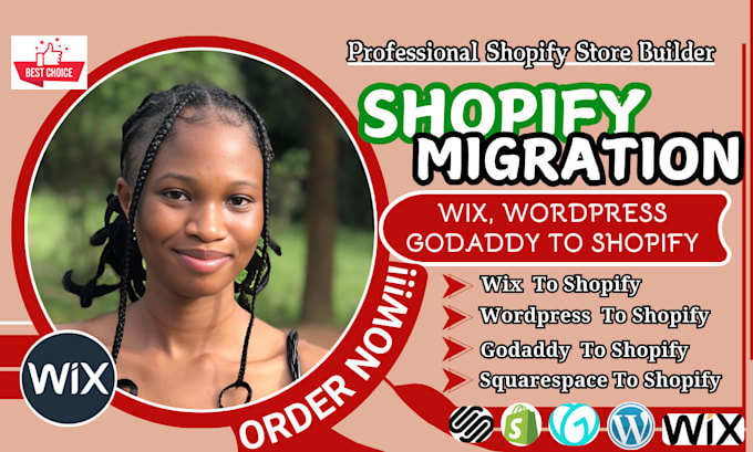 Gig Preview - Migrate wordpress to shopify, godaddy, wix, squarespace to shopify store design