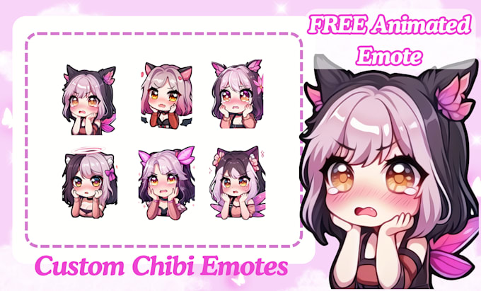 Gig Preview - Create cute chibi emotes, animated emotes, sub badges for vtuber, stream, twitch