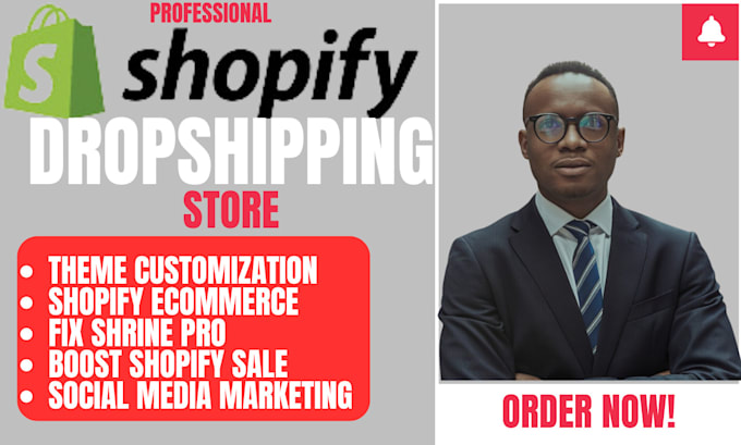 Gig Preview - Build shopify store or shopify website, dropshipping ecommerce store