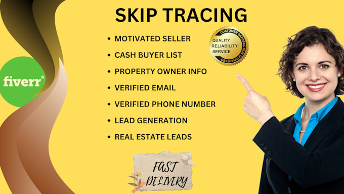 Gig Preview - Provide real estate skip tracing, motivated seller leads, active cash buyer list