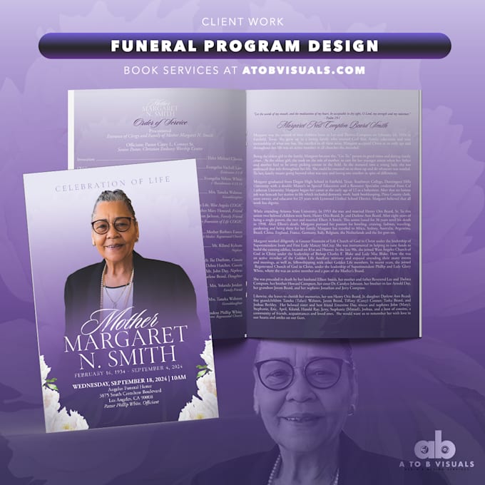 Gig Preview - Design a 4 page funeral program