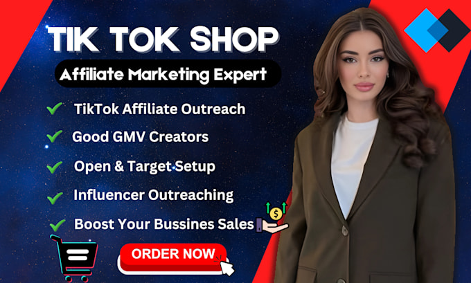 Gig Preview - Do tiktok shop affiliate marketing, influencer outreach