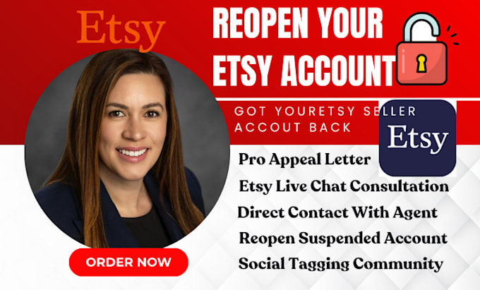 Gig Preview - Do etsy reinstatement appeal letter reopen suspended etsy account etsy live chat