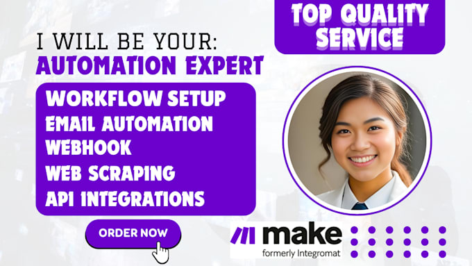 Gig Preview - Make com automation, make com, make automation, made com