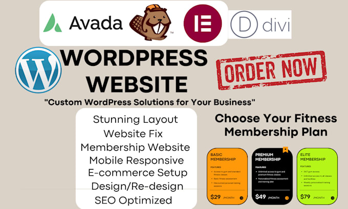 Gig Preview - Wordpress business design wordpress fix wordpress website wordpress pluggin