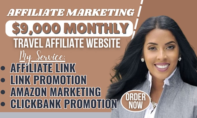 Gig Preview - Promote clickbank amazon affiliate marketing travel affiliate website link