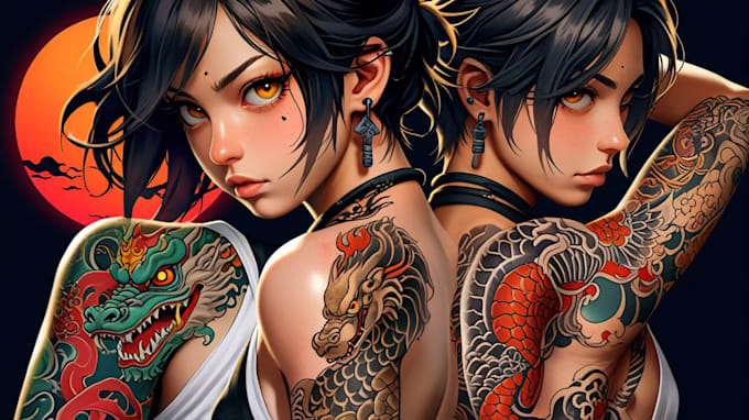 Gig Preview - Create your custom and professional japanese tattoo design