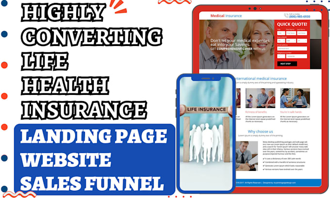 Gig Preview - Design life insurance landing page health insurance website insurance funnel