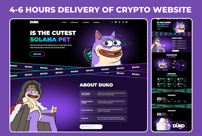 Gig Preview - Create crypto meme coin website, crypto website, memecoin website, token website