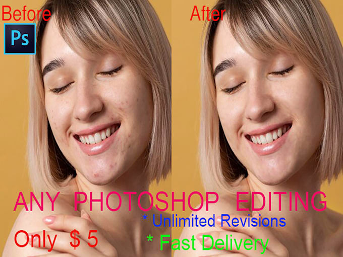 Gig Preview - Do photo editing background change retouching resizing in photoshop