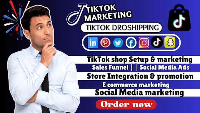 Gig Preview - Setup tiktok shop dropshipping, product hunting, cjdropshipping aliexpress shop