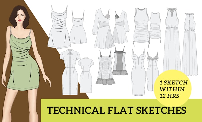 Gig Preview - Do fashion flat sketches and technical drawings