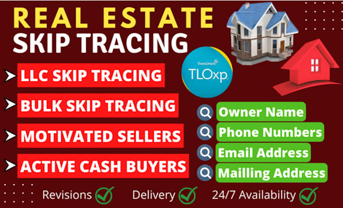 Gig Preview - Provide updated real estate motivated seller leads with skip tracing