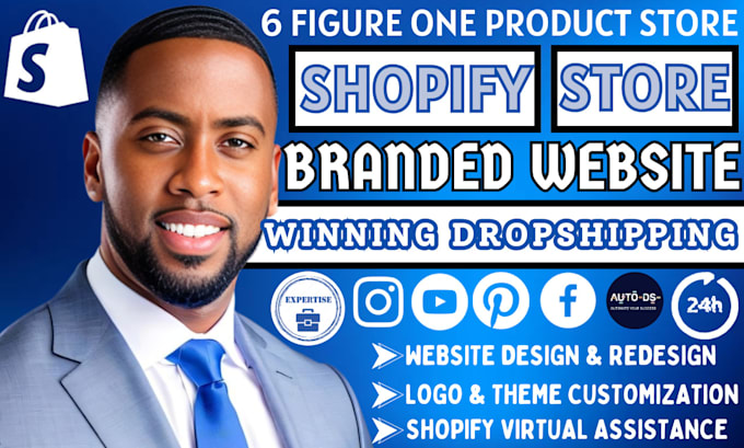 Gig Preview - Do 6 figure one product shopify development, branded dropshipping shopify store