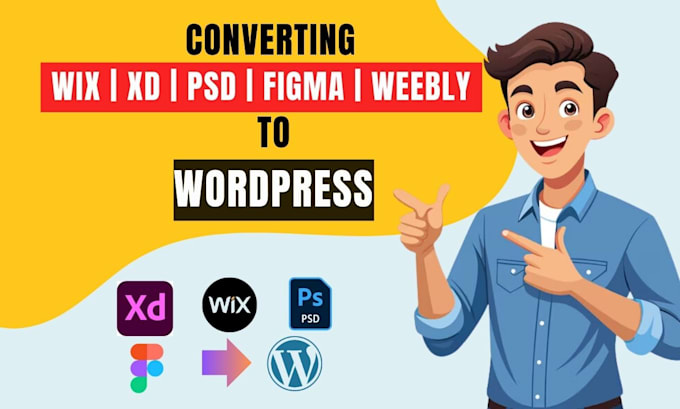 Gig Preview - Seamlessly convert figma, wix, xd, or weebly to wordpress