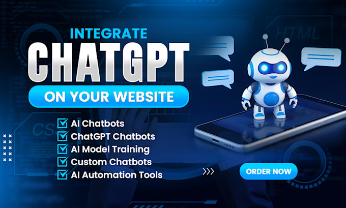 Gig Preview - Elevate your website with integrated chatgpt chatbot and ai automation