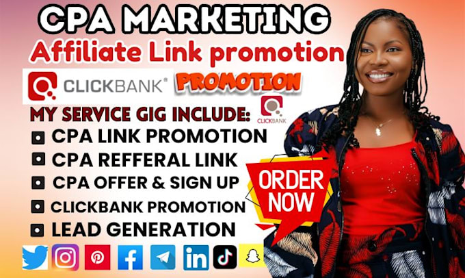 Gig Preview - Do cpa link promotion affiliate marketing landing page lead generation cpa leads