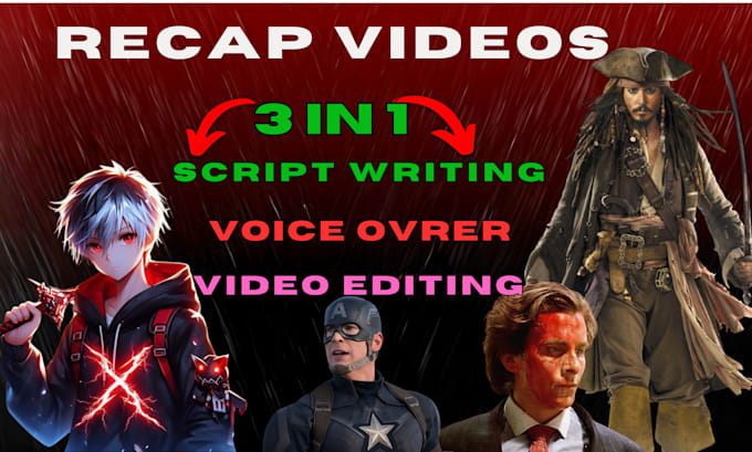 Gig Preview - Make a full movie or anime recap, video editing and script writing