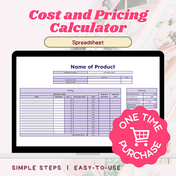 Gig Preview - Provide cost and selling price calculator template