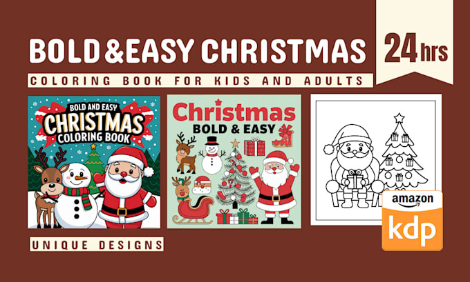 Gig Preview - Design christmas bold and easy coloring book for amazon KDP