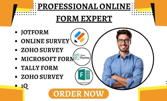 Gig Preview - Setup jotform online survey zoho survey microsoft form tally form zoho survey 1q