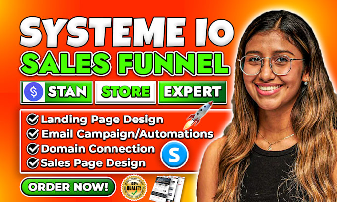 Gig Preview - Setup stan store digital product, systeme io sales funnel, systeme io funnel